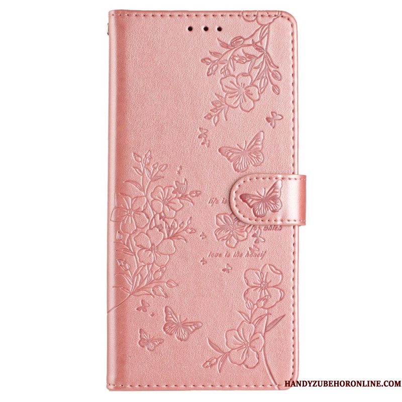 Flip Case Leren Xiaomi 15 Pro Bloemen En Vlinders