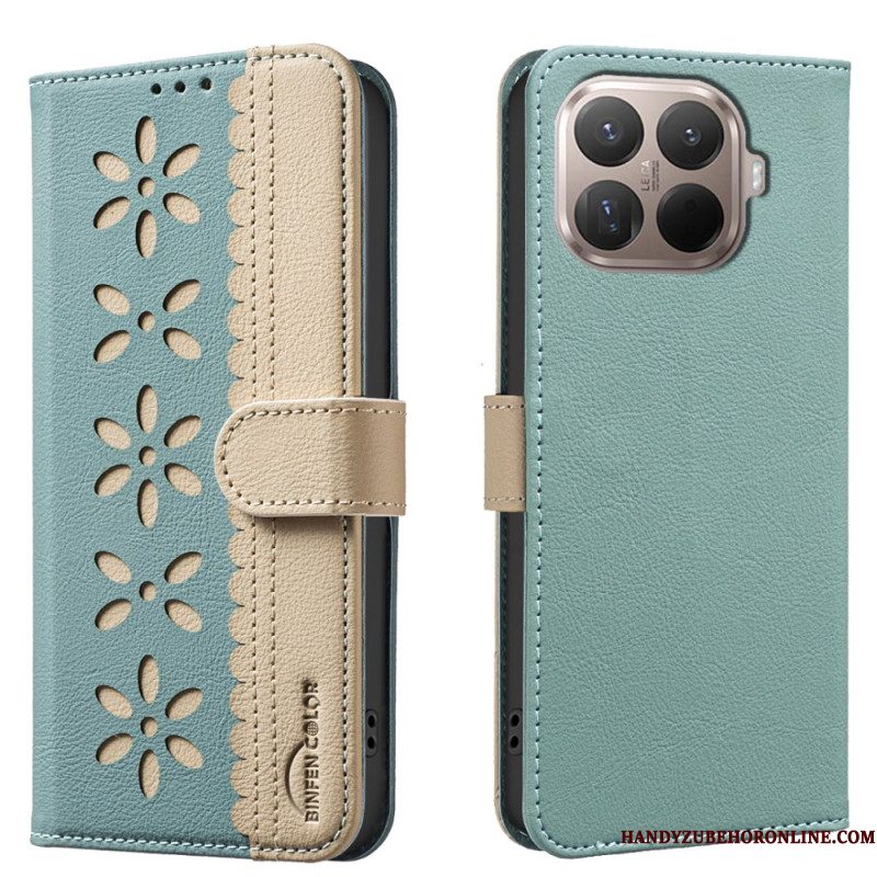 Flip Case Leren Xiaomi 15t Pro Bloemenprint Binfen-kleur