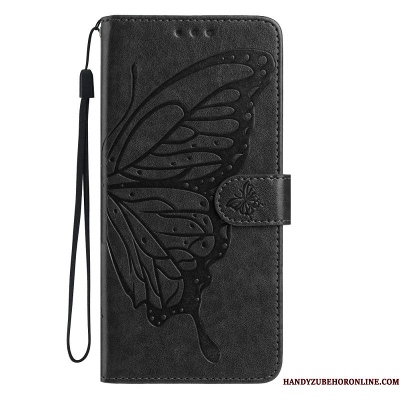 Flip Case Leren Xiaomi 17 Pro Gegraveerde Vlinders