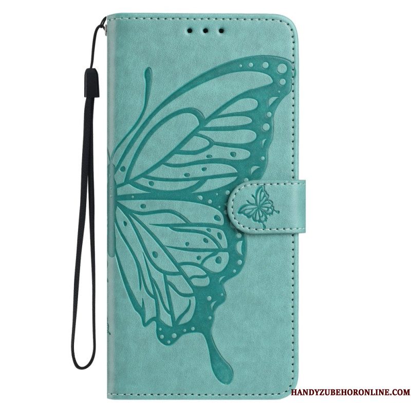 Flip Case Leren Xiaomi 17 Pro Gegraveerde Vlinders