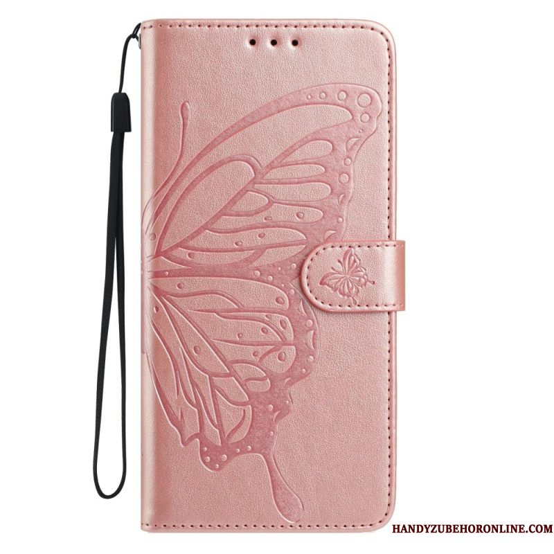 Flip Case Leren Xiaomi 17 Pro Gegraveerde Vlinders