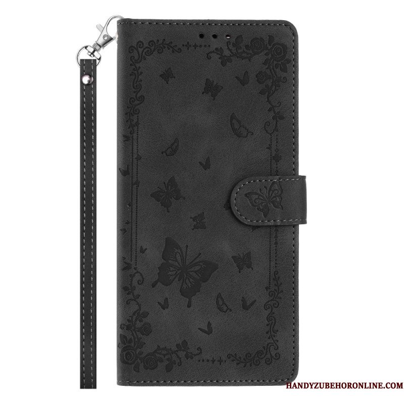 Flip Case Leren Xiaomi 17 Pro Max Suède-effect Vlinders