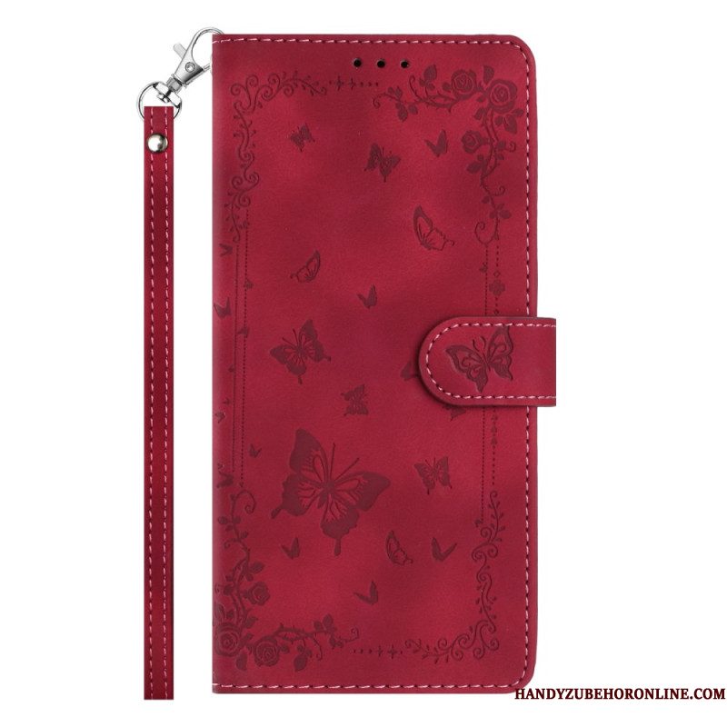 Flip Case Leren Xiaomi 17 Pro Max Suède-effect Vlinders