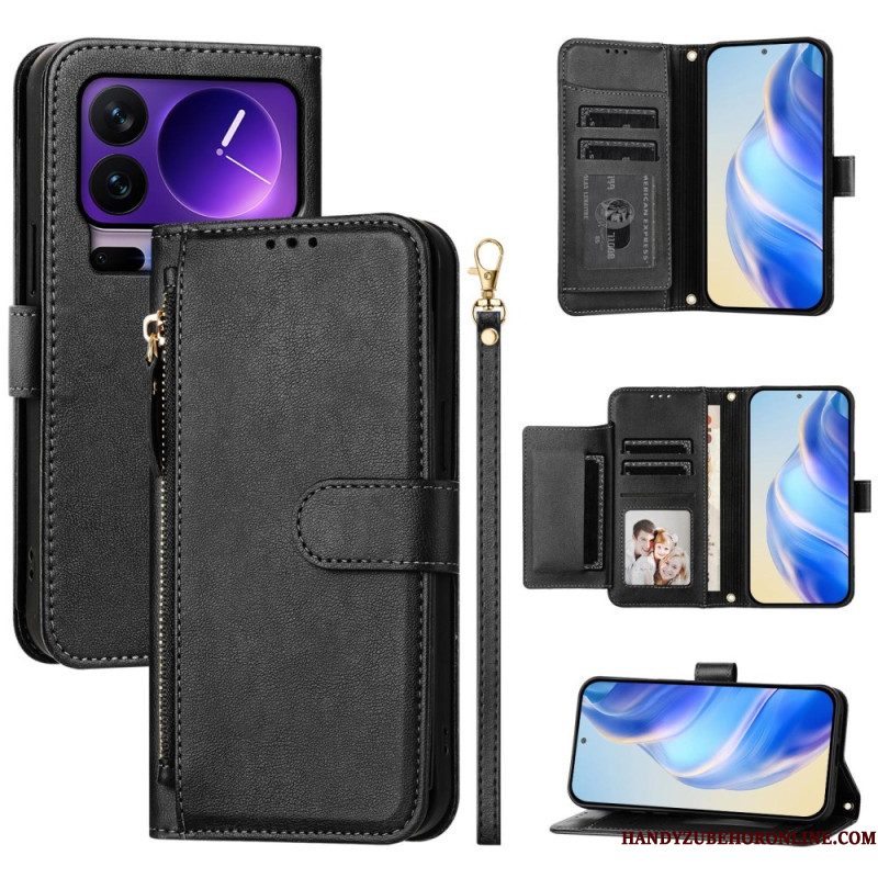 Flip Case Leren Xiaomi 17 Pro Vak Met Rits En Meerdere Kaartsleuven