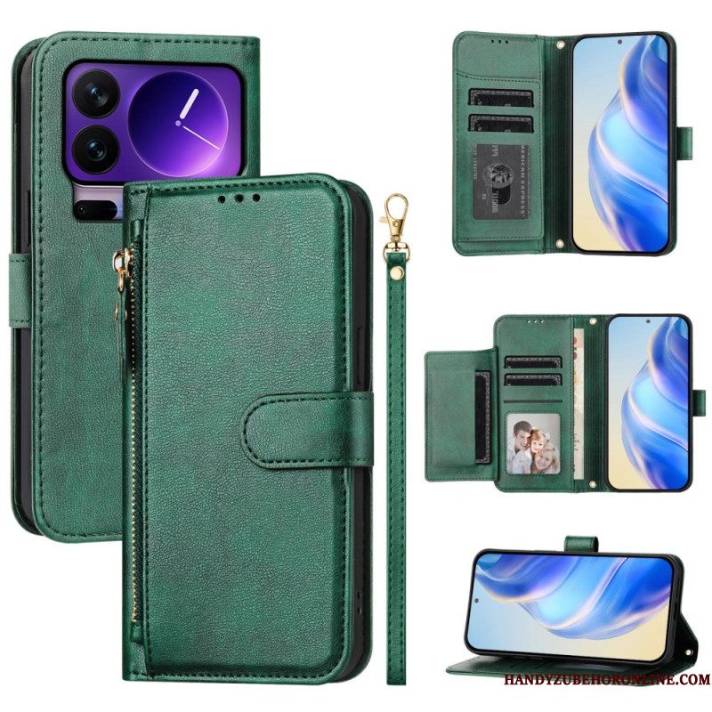 Flip Case Leren Xiaomi 17 Pro Vak Met Rits En Meerdere Kaartsleuven