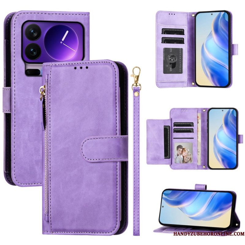 Flip Case Leren Xiaomi 17 Pro Vak Met Rits En Meerdere Kaartsleuven