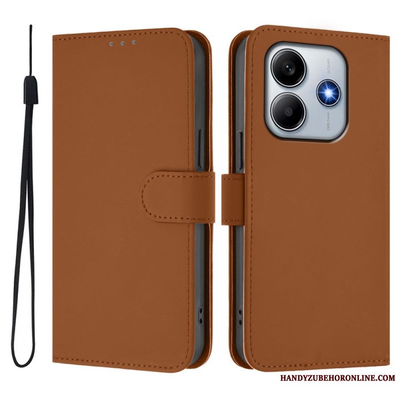 Flip Case Leren Xiaomi Redmi Note 14 5g Bandje Met Lederlook