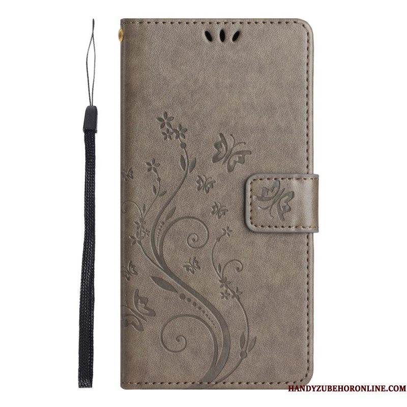 Flip Case Leren Xiaomi Redmi Note 14 5g Bloemen En Vlinders