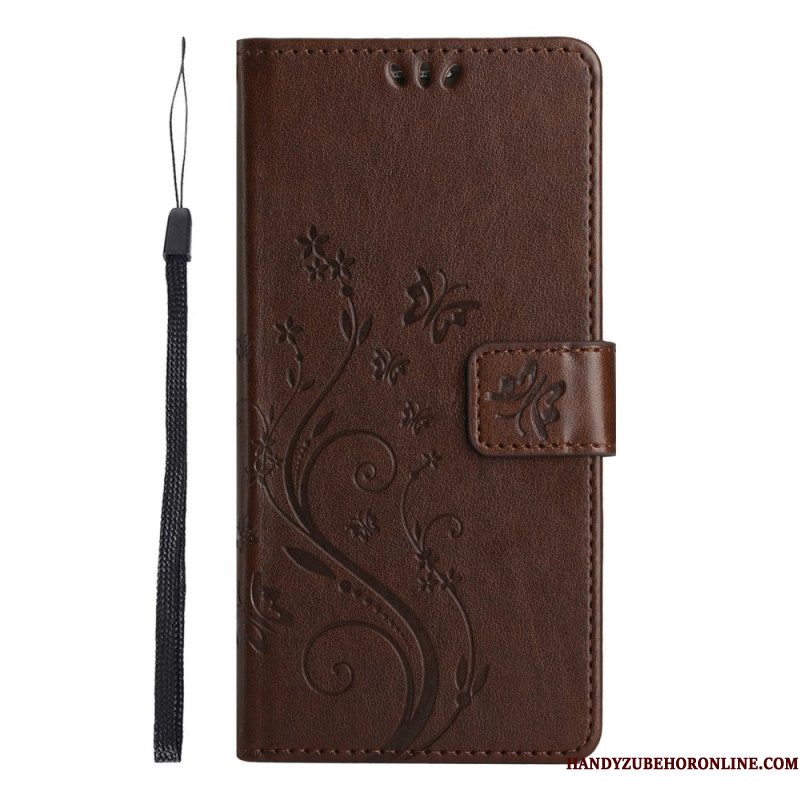 Flip Case Leren Xiaomi Redmi Note 14 5g Bloemen En Vlinders