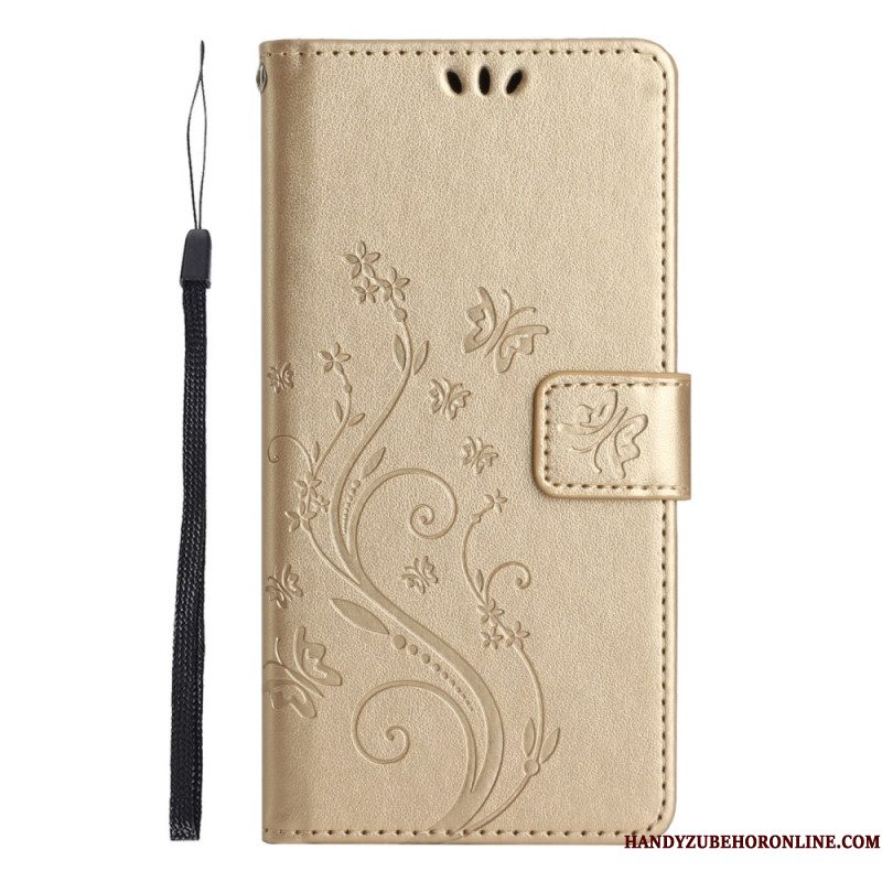 Flip Case Leren Xiaomi Redmi Note 14 5g Bloemen En Vlinders