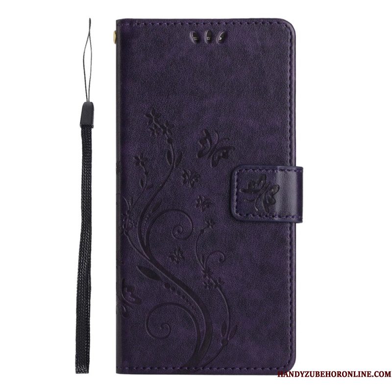 Flip Case Leren Xiaomi Redmi Note 14 5g Bloemen En Vlinders