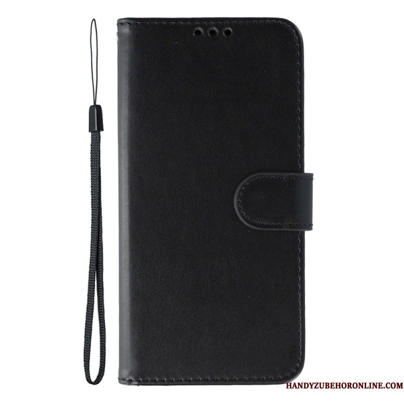 Flip Case Leren Xiaomi Redmi Note 14 5g Monochroom Lederlook Bandje