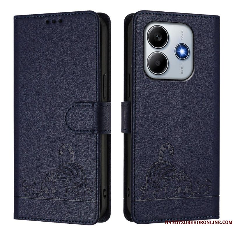 Flip Case Leren Xiaomi Redmi Note 14 5g Rfid-beschermende Kat Scène