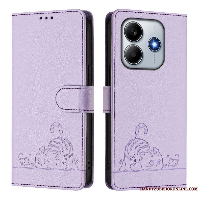 Flip Case Leren Xiaomi Redmi Note 14 5g Rfid-beschermende Kat Scène