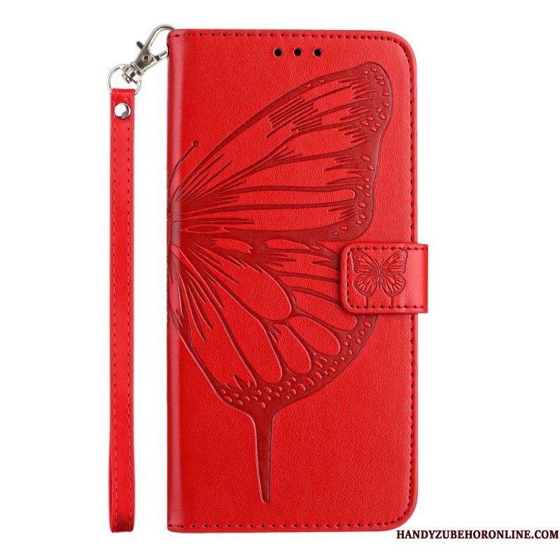 Flip Case Leren Xiaomi Redmi Note 14 5g Vlinderdesign Met Bandje