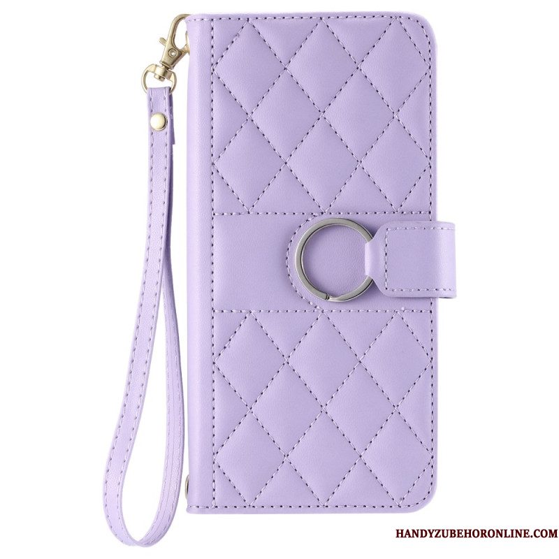 Flip Case Leren Xiaomi Redmi Note 14 Pro Plus 5g Gewatteerd Met Bandje En Schouderband