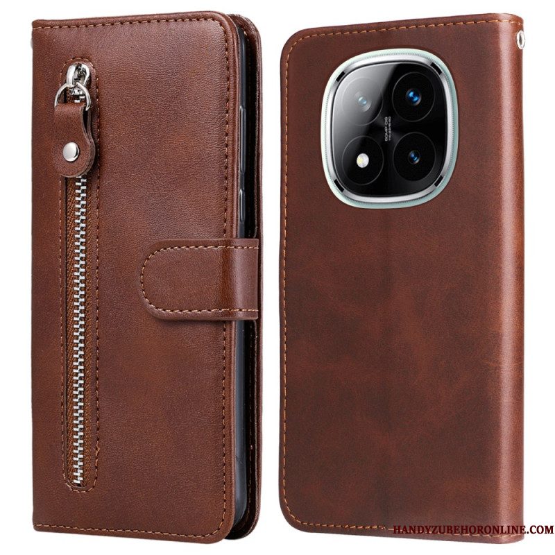 Flip Case Leren Xiaomi Redmi Note 14 Pro Plus 5g Vak Met Rits