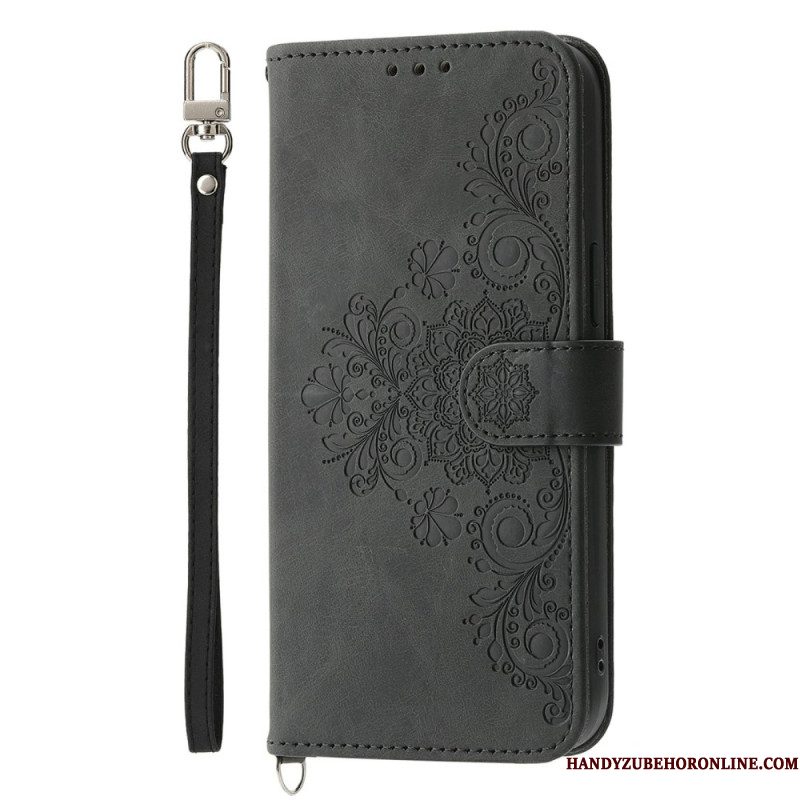 Flip Case Leren Xiaomi Redmi Note 15 Pro 5g Mandala Suède-effect Met Schouderbandje