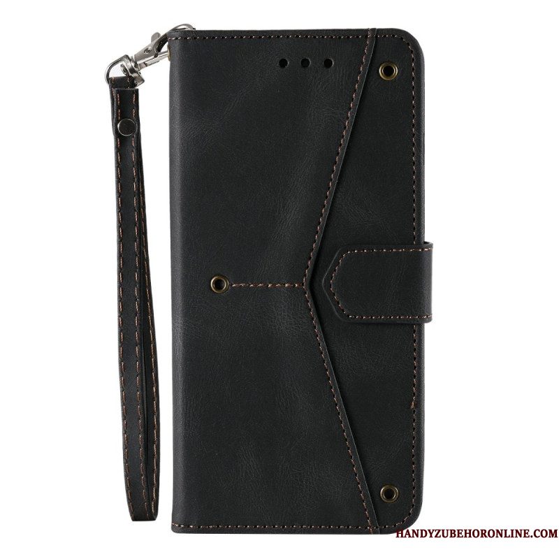Flip Case Leren Xiaomi Redmi Note 15 Pro 5g Retro Design Met Bandje