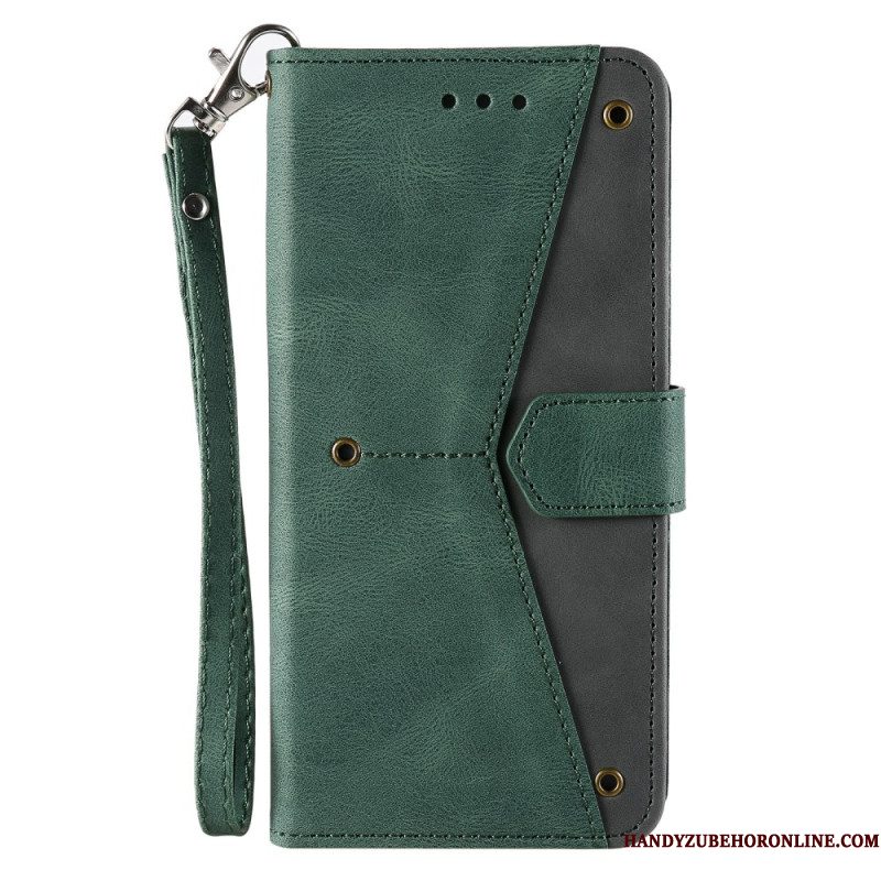 Flip Case Leren Xiaomi Redmi Note 15 Pro 5g Retro Design Met Bandje