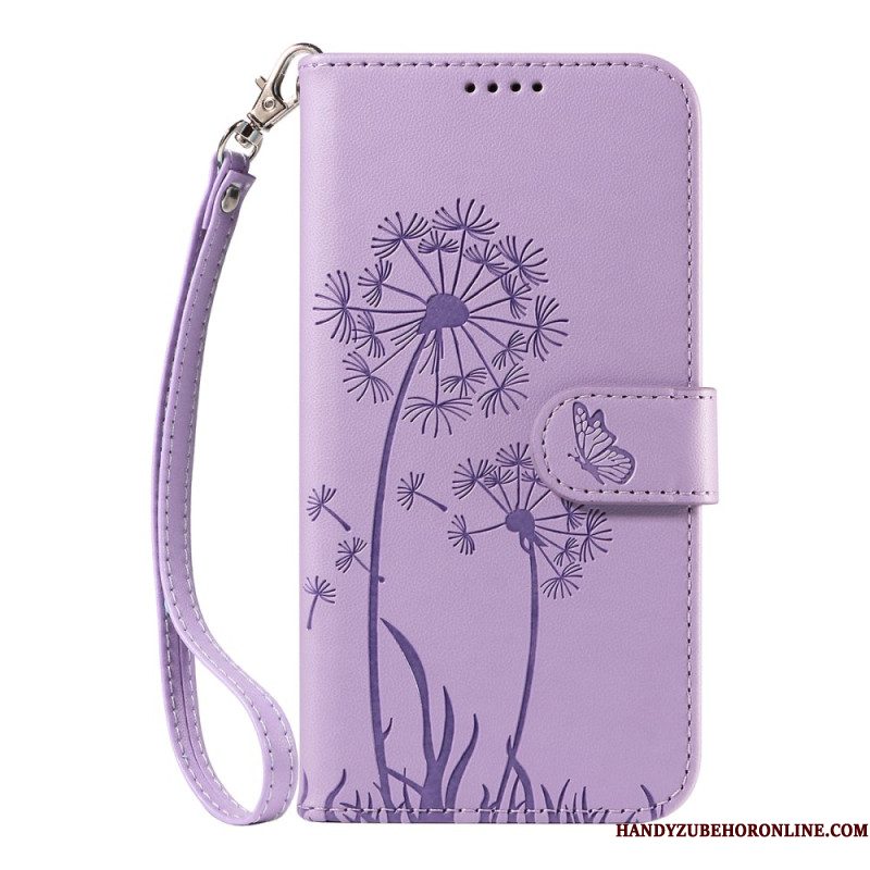 Flip Case Leren Xiaomi Redmi Note 15 Pro Plus 5g Paardenbloempatroon En Bandje