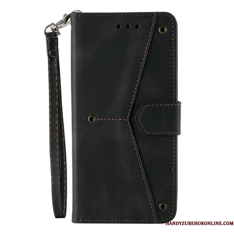 Flip Case Leren Xiaomi Redmi Note 15 Pro Plus 5g Tweekleurige Portemonnee Met Retro Bandje