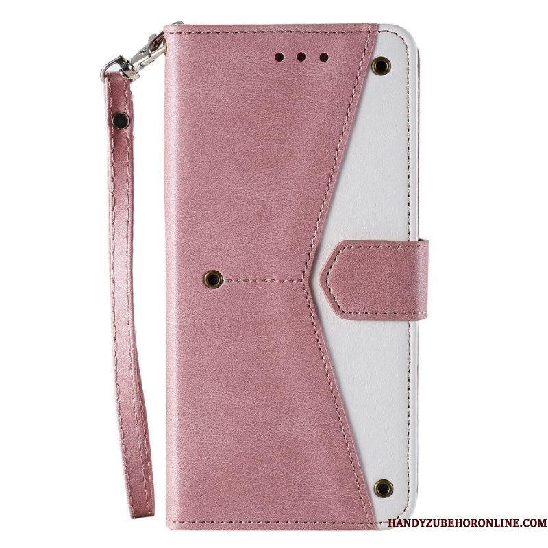 Flip Case Leren Xiaomi Redmi Note 15 Pro Plus 5g Tweekleurige Portemonnee Met Retro Bandje