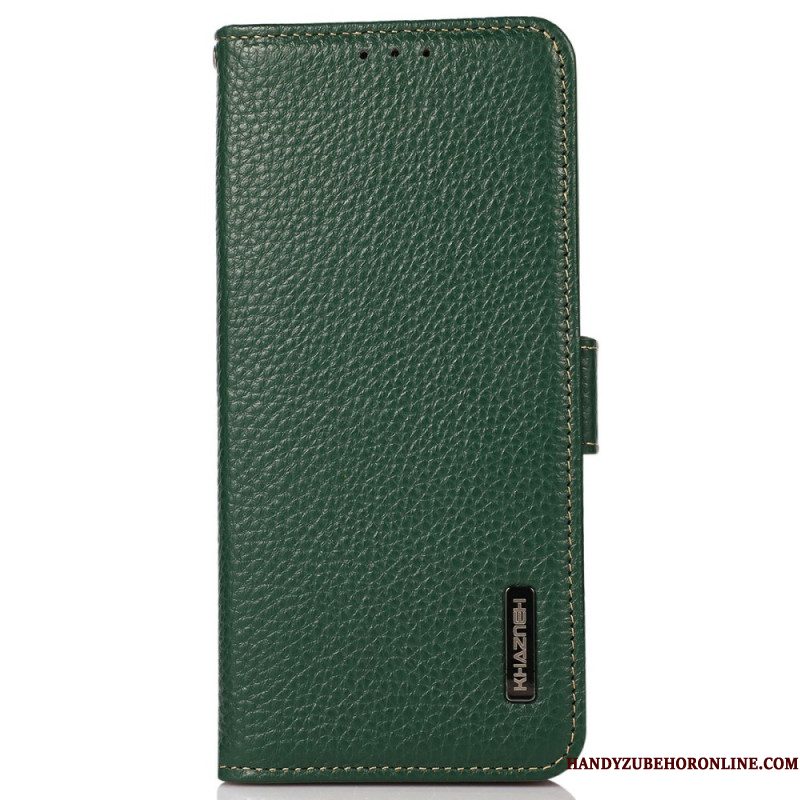 Flip Case Leren iPhone 17 Pro Khazneh Rfid-bescherming Van Getextureerd Leer