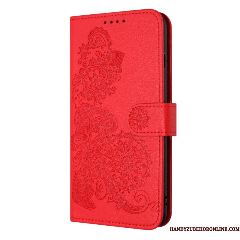 Flip Case Leren iPhone 17 Pro Max Bloemenkant