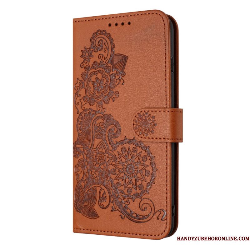 Flip Case Leren iPhone 17 Pro Max Bloemenkant