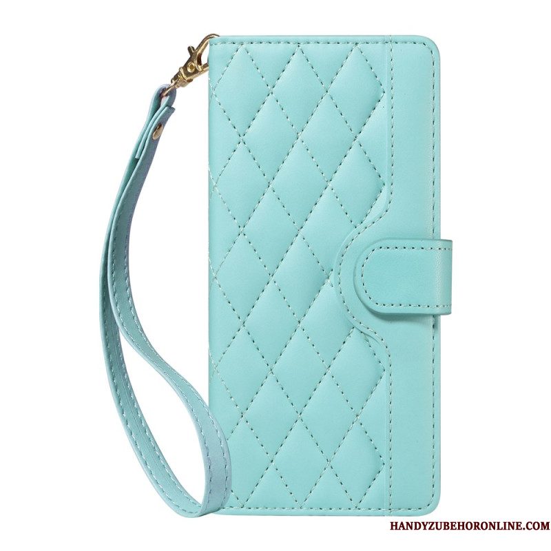 Flip Case Leren iPhone Air Gewatteerd Met Riempje En Schouderriem