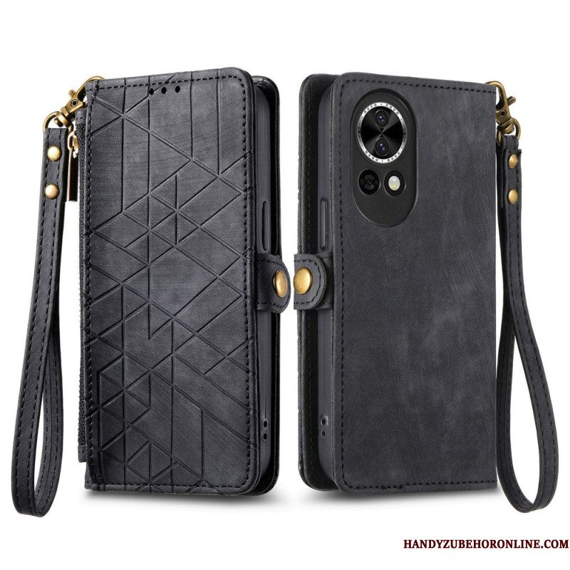 Folio-hoesje Huawei Nova 13 Telefoonhoesje Portemonnee Met Rits En Geometrisch Patroon