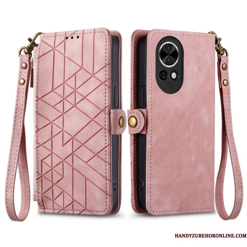 Folio-hoesje Huawei Nova 13 Telefoonhoesje Portemonnee Met Rits En Geometrisch Patroon