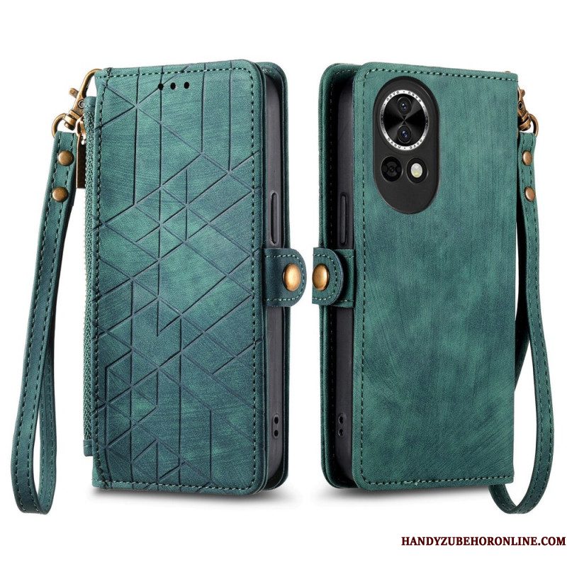 Folio-hoesje Huawei Nova 13 Telefoonhoesje Portemonnee Met Rits En Geometrisch Patroon