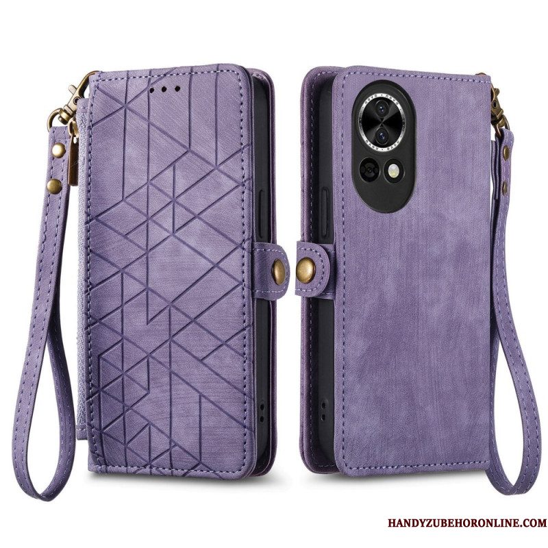 Folio-hoesje Huawei Nova 13 Telefoonhoesje Portemonnee Met Rits En Geometrisch Patroon
