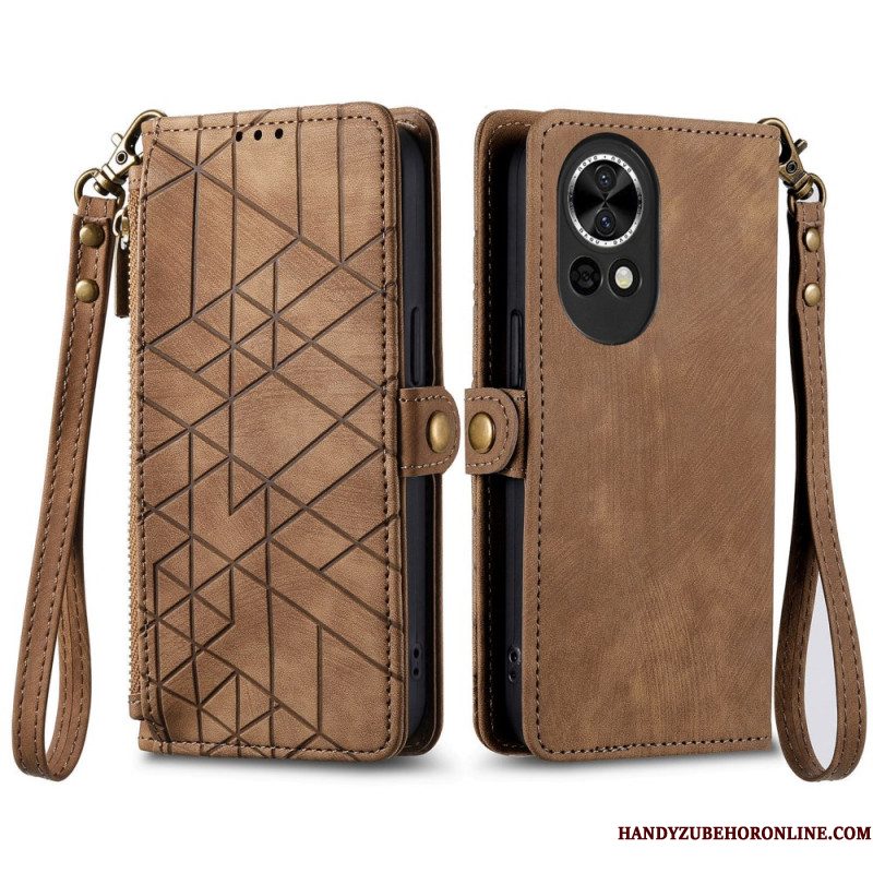 Folio-hoesje Huawei Nova 13 Telefoonhoesje Portemonnee Met Rits En Geometrisch Patroon