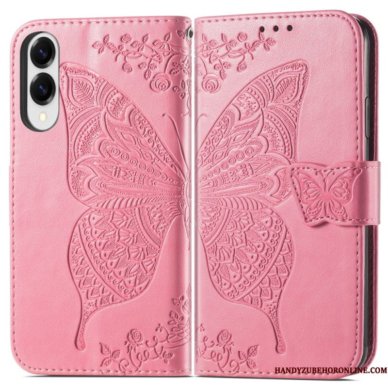 Folio-hoesje Samsung Galaxy S25 5g Edge Telefoonhoesje Barok Vlinder Met Polsbandje