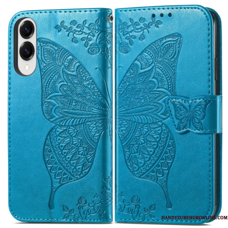 Folio-hoesje Samsung Galaxy S25 5g Edge Telefoonhoesje Barok Vlinder Met Polsbandje