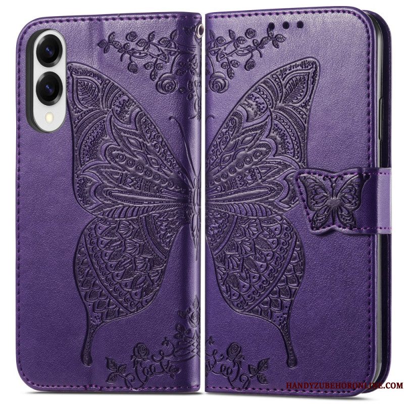Folio-hoesje Samsung Galaxy S25 5g Edge Telefoonhoesje Barok Vlinder Met Polsbandje