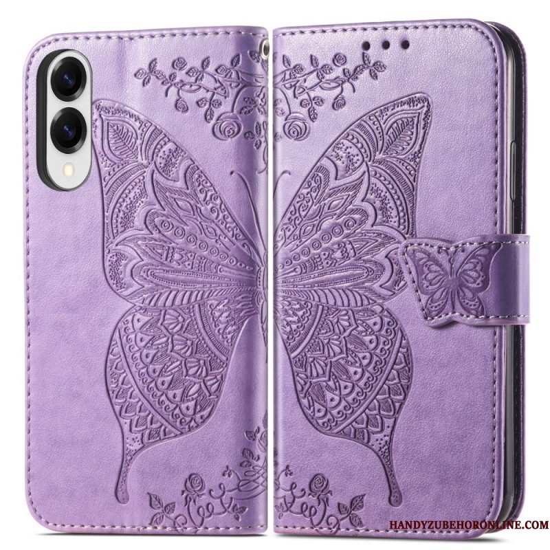 Folio-hoesje Samsung Galaxy S25 5g Edge Telefoonhoesje Barok Vlinder Met Polsbandje