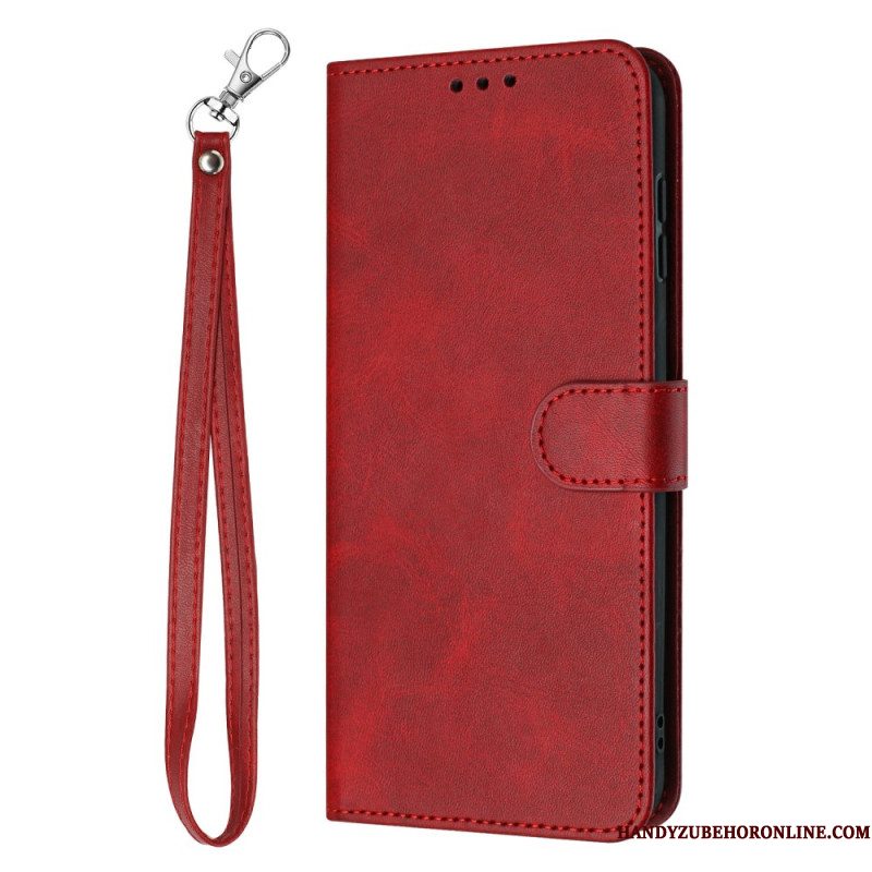 Folio-hoesje Samsung Galaxy S25 5g Edge Telefoonhoesje Leerlook Met Bandje