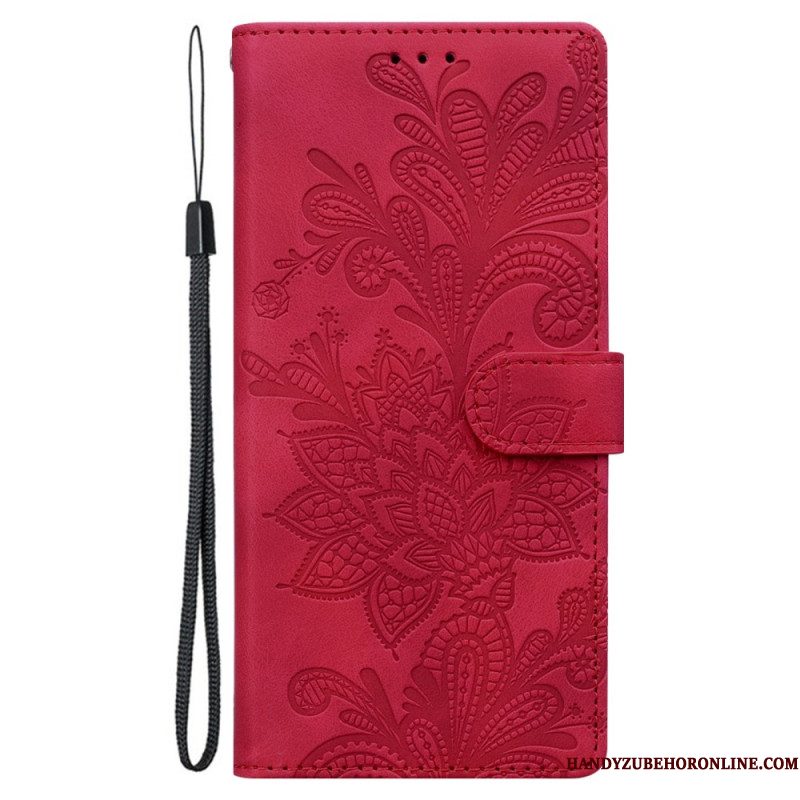 Folio-hoesje Samsung Galaxy S25 5g Telefoonhoesje Bloemenkantpatroon