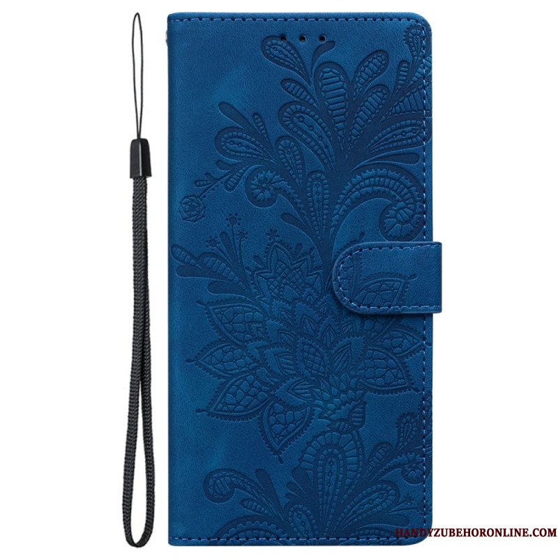 Folio-hoesje Samsung Galaxy S25 5g Telefoonhoesje Bloemenkantpatroon