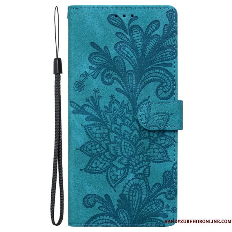 Folio-hoesje Samsung Galaxy S25 5g Telefoonhoesje Bloemenkantpatroon