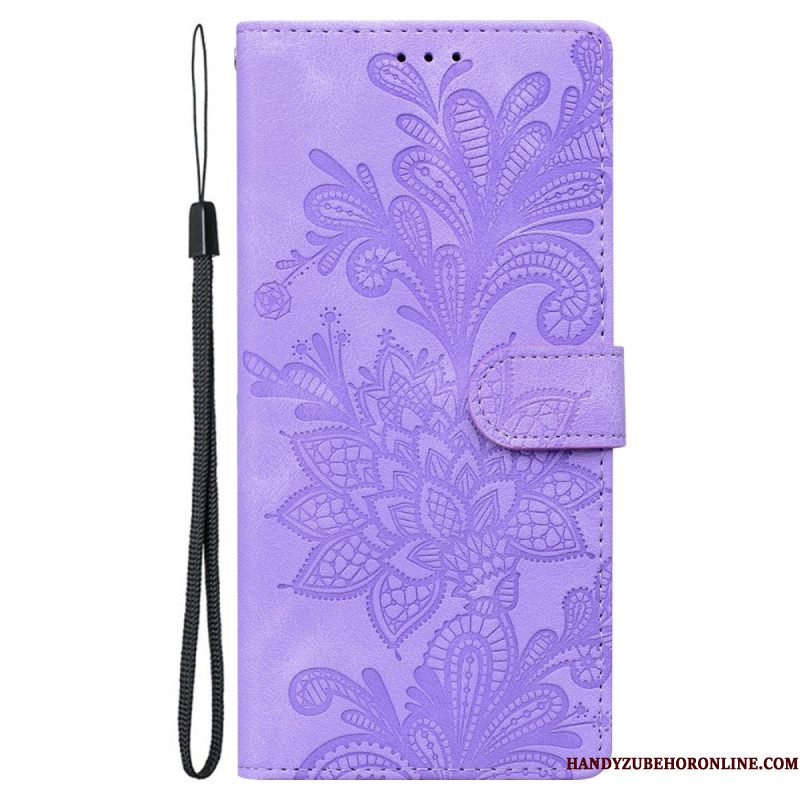 Folio-hoesje Samsung Galaxy S25 5g Telefoonhoesje Bloemenkantpatroon