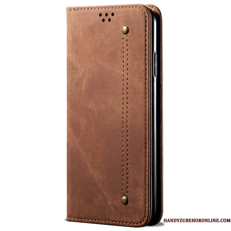 Folio-hoesje Samsung Galaxy S25 5g Telefoonhoesje Denimstof