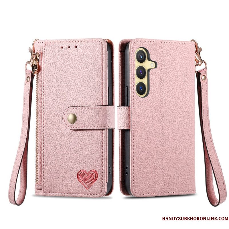 Folio-hoesje Samsung Galaxy S25 5g Telefoonhoesje Hartvormig Ontwerp Rfid-blokkering