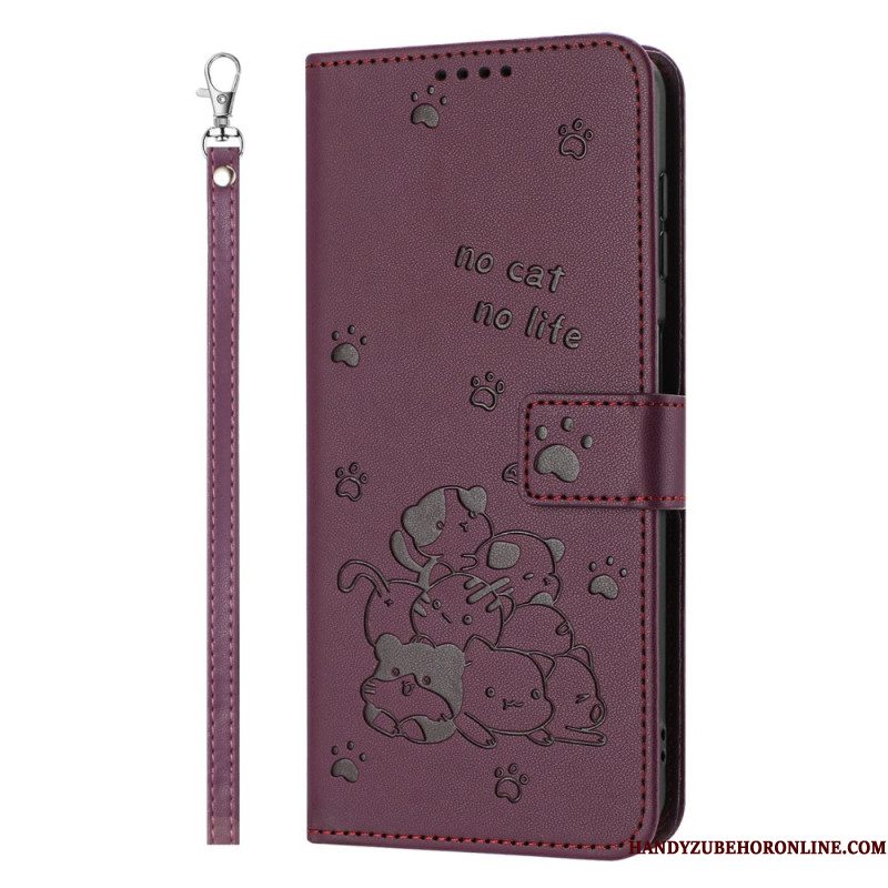 Folio-hoesje Samsung Galaxy S25 Fe Kattenprint Met Bandje