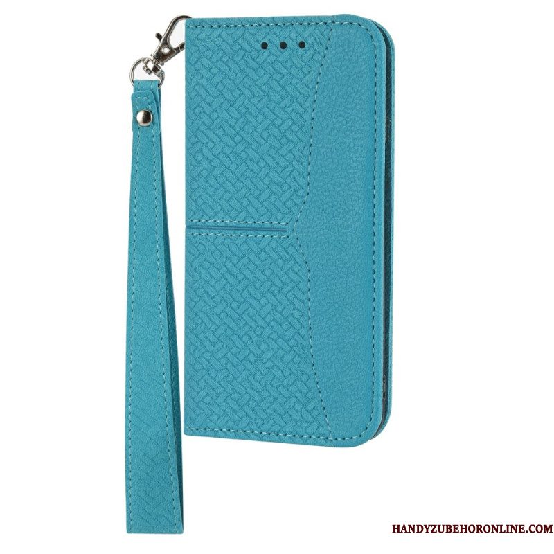 Folio-hoesje Samsung Galaxy S25 Fe Telefoonhoesje Geweven Textuur En Koord