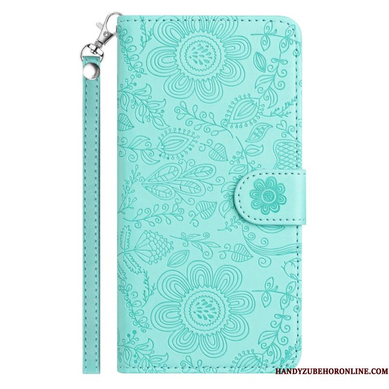 Folio-hoesje Samsung Galaxy S25 Plus 5g Bloemenprint Met Bandje